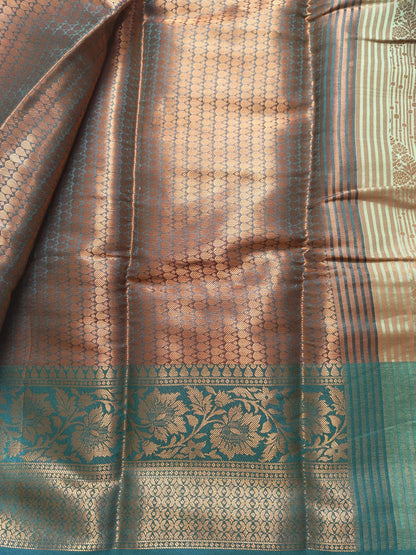 Beautiful and Elegant Banarasi Jacquard Weaving Silk Saree-Pista Green
