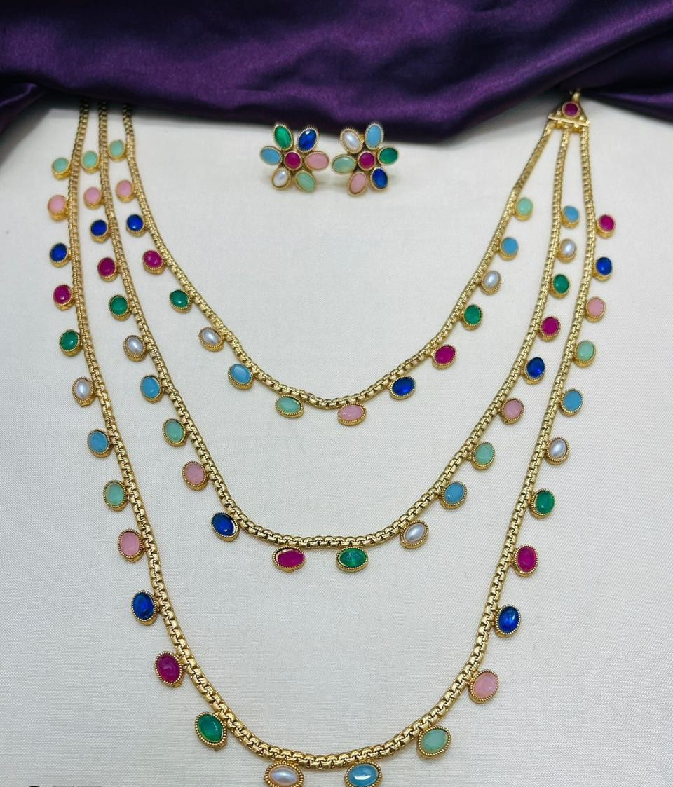 Beautiful and Classic Jewellery set-Multicolor layered necklace